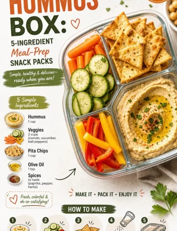 Veggie hummus box with 5-ingredient meal-prep snack packs for healthy snacking