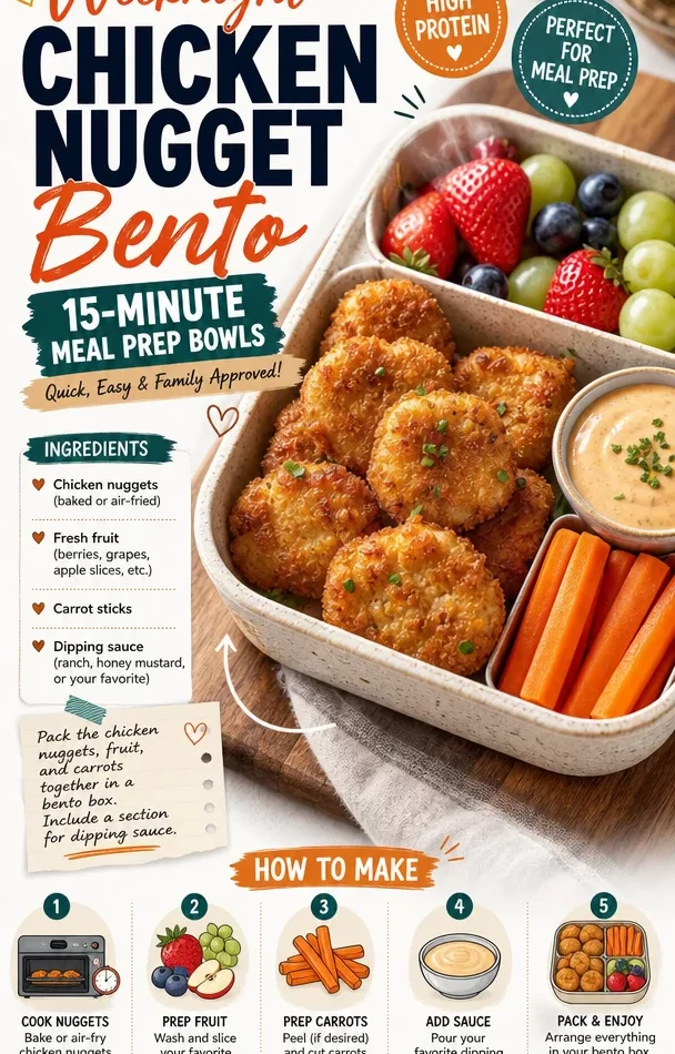 Flavorful chicken nugget bento meal prep bowl for quick weeknight dinners
