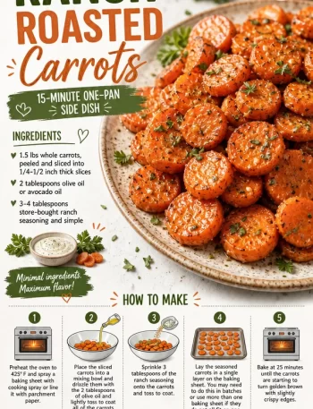 Golden Ranch Roasted Carrots on a baking sheet, ready to serve as a side dish.