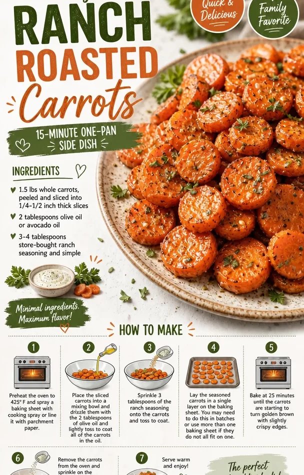 Golden Ranch Roasted Carrots on a baking sheet, ready to serve as a side dish.