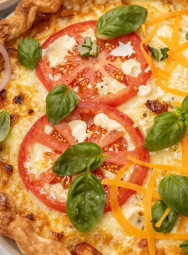 Delicious weeknight tomato pie with crispy crust and fresh tomatoes