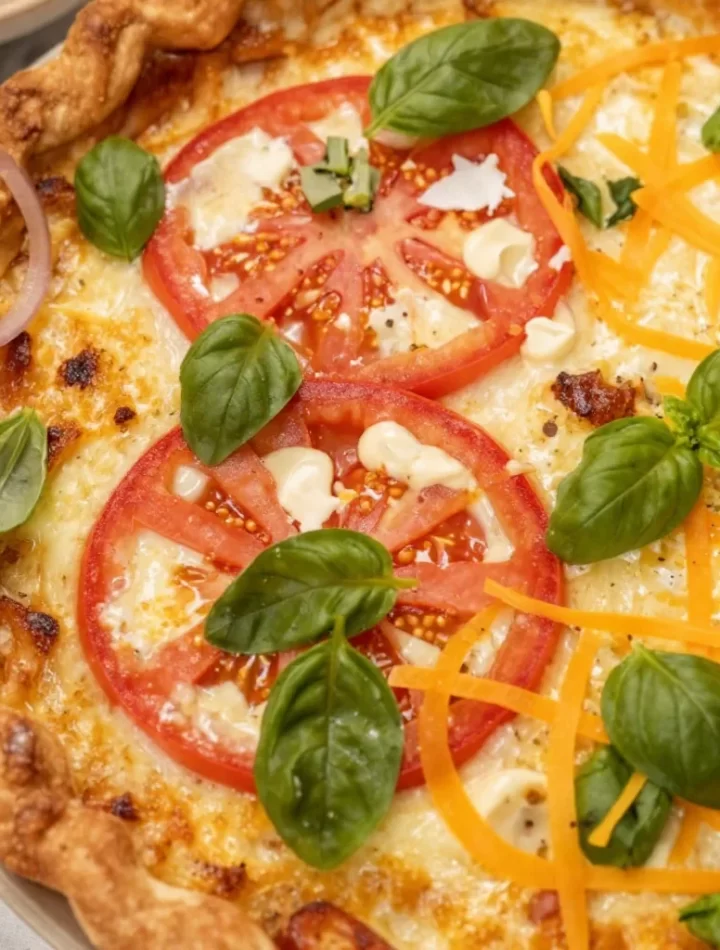 Delicious weeknight tomato pie with crispy crust and fresh tomatoes