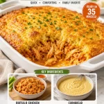 Buffalo Chicken Cornbread Pie served as a delightful one-pan dinner