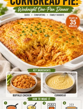 Buffalo Chicken Cornbread Pie served as a delightful one-pan dinner