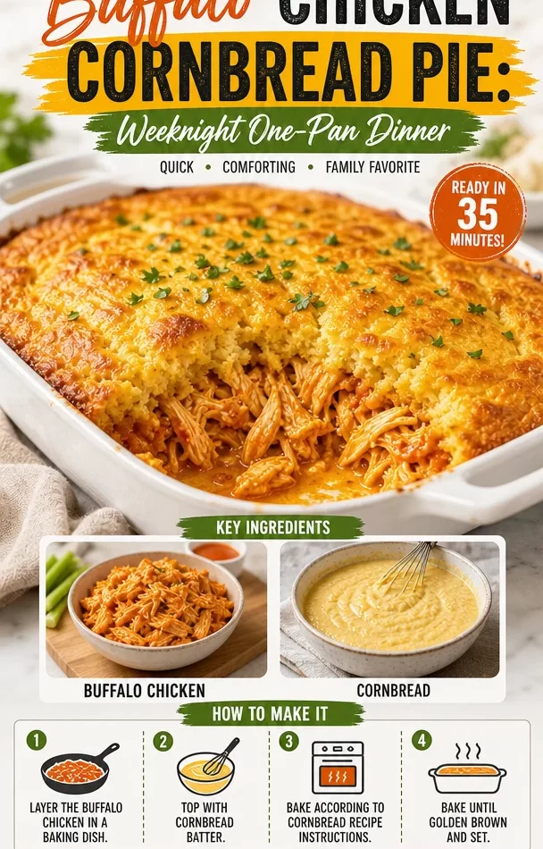 Buffalo Chicken Cornbread Pie served as a delightful one-pan dinner