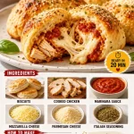 Savory Chicken Parmesan Biscuit Bombs ready to serve