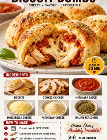 Savory Chicken Parmesan Biscuit Bombs ready to serve