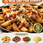 Crispy cheesesteak potato wedges on a plate, ready for a quick dinner.