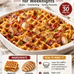 Crispy One-Pan Chicken Bacon Waffle Bake served on a plate