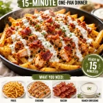 Crispy Ranch Bacon Chicken Fries ready in 15 minutes for a quick one-pan dinner