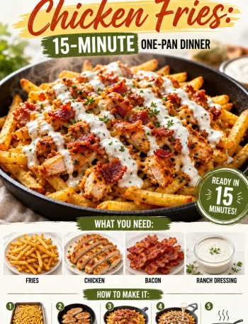 Crispy Ranch Bacon Chicken Fries ready in 15 minutes for a quick one-pan dinner