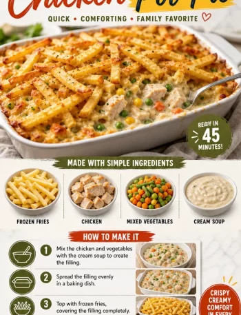 Delicious French Fry Chicken Pot Pie served in a rustic dish