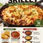 Delicious Garlic Bread Lasagna Skillet served in a cast-iron pan