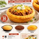 Delicious loaded chili cornbread bowls ready for dinner