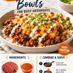 Delicious Meal-Prep Buffalo Cheeseburger Bowls with fresh toppings