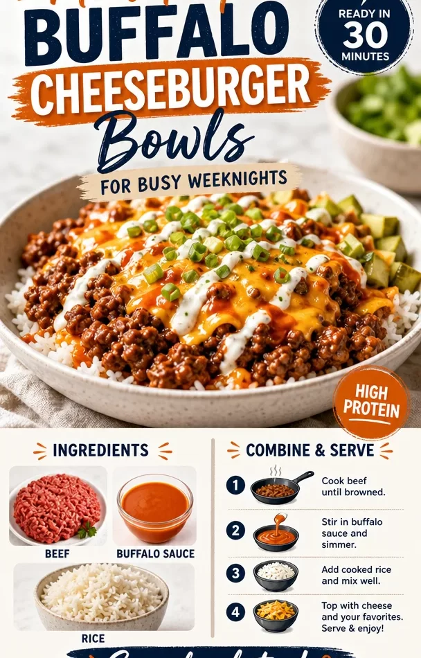 Delicious Meal-Prep Buffalo Cheeseburger Bowls with fresh toppings