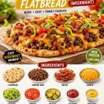One-Pan 30-Min Bacon Cheeseburger Flatbread ready to serve on a table.