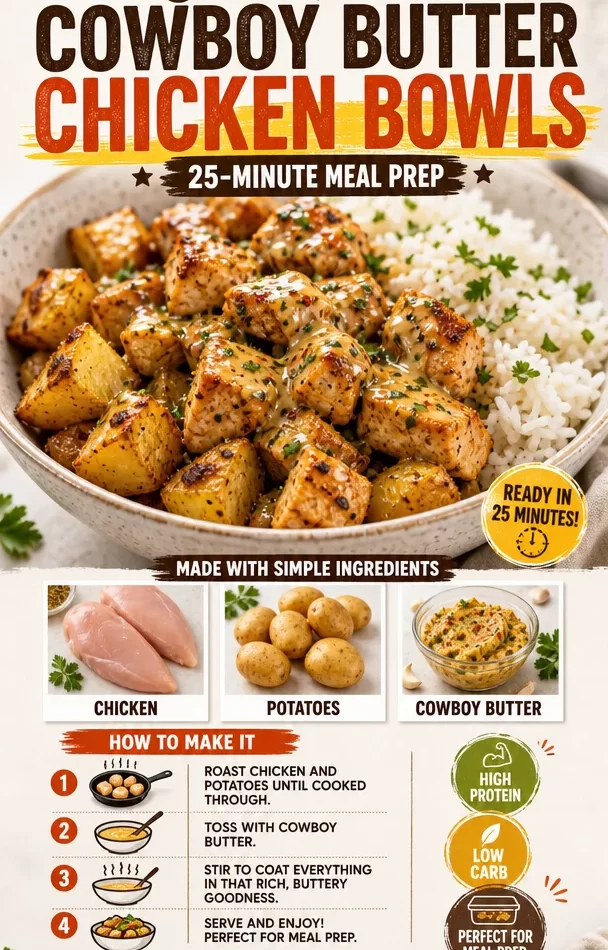 One-Pan Cowboy Butter Chicken Bowls for a quick meal prep solution