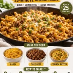 One-Pan Cowboy Butter Taco Pasta cooked in a skillet