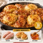 One-Pan Hot Honey Chicken Biscuit Skillet for a quick dinner recipe