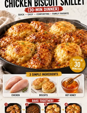 One-Pan Hot Honey Chicken Biscuit Skillet for a quick dinner recipe