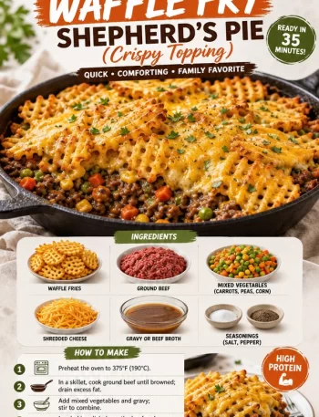 One-Pan Loaded Waffle Fry Shepherd's Pie with crispy topping