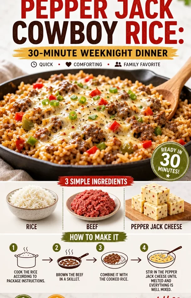 One-Pan Pepper Jack Cowboy Rice served in a skillet for a quick weeknight meal.