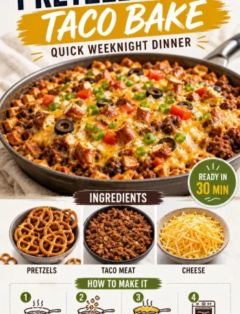 One-Pan Pretzel-Crust Taco Bake ready for serving, a delicious quick dinner option.