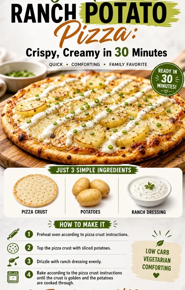 One-Pan Ranch Potato Pizza with crispy potatoes and creamy ranch sauce