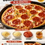 Delicious one-pan hot honey cornbread pizza ready in 30 minutes