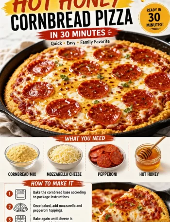 Delicious one-pan hot honey cornbread pizza ready in 30 minutes