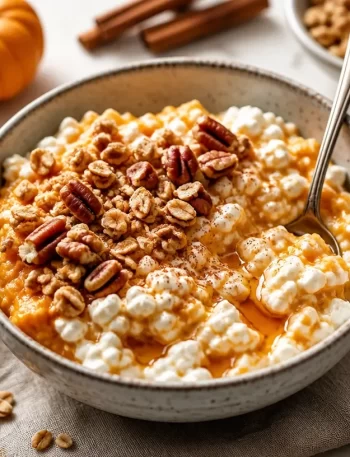 Autumn Pumpkin Cottage Cheese Bowl with high-protein ingredients