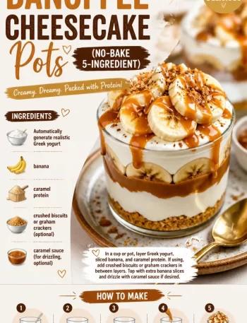 High-Protein No-Bake Banoffee Cheesecake Pots made with 5 ingredients