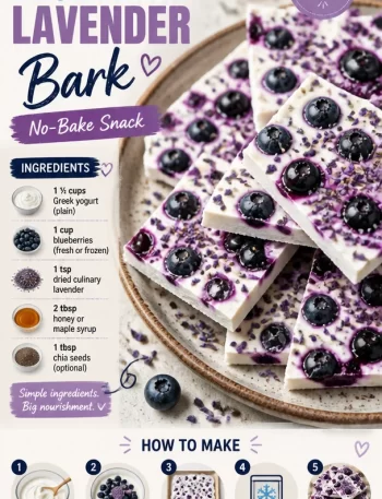 High-protein blueberry lavender bark no-bake snack recipe