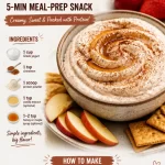 High-Protein Cinnamon Bun Dip in a bowl with cinnamon sprinkles