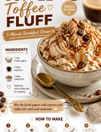 High-Protein Coffee Toffee Fluff breakfast recipe in a bowl