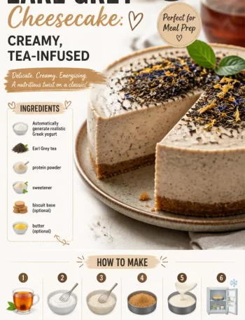 High-protein Earl Grey cheesecake with creamy texture and tea infusion