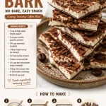 High-protein mocha tiramisu bark on a marble surface, perfect for a no-bake snack.