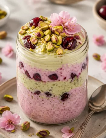 High-Protein Pistachio Cherry Blossom Jar for nutritious meal prep