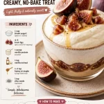 High-protein vanilla fig mousse dessert in a glass, topped with fresh figs.
