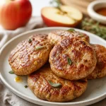 Maple apple sausage breakfast patties served with fresh fruit