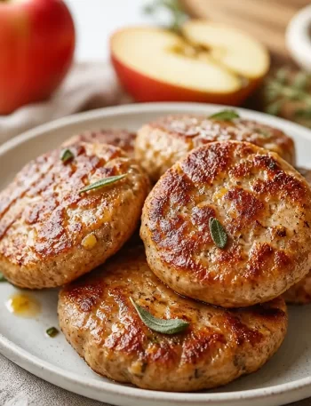 Maple apple sausage breakfast patties served with fresh fruit