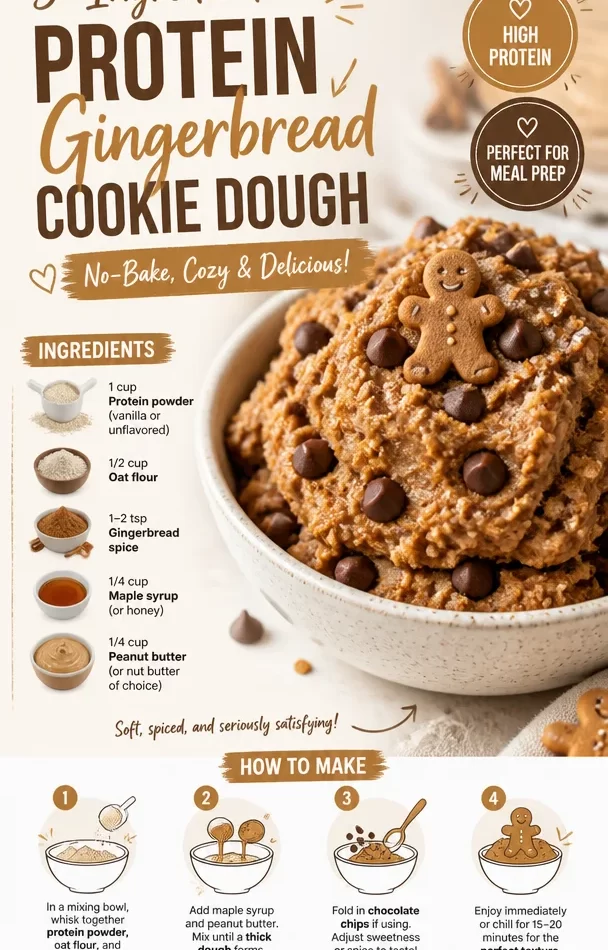 Protein Gingerbread Cookie Dough no-bake recipe for healthy holiday snacks