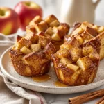 Meal-prep apple cinnamon baked French toast cups ready for serving