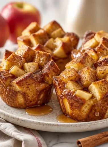 Meal-prep apple cinnamon baked French toast cups ready for serving