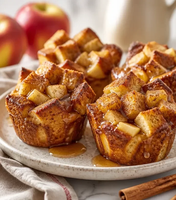 Meal-prep apple cinnamon baked French toast cups ready for serving