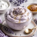 High-protein honey lavender cloud mousse in a glass