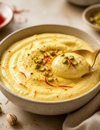 High-protein saffron vanilla cream for busy mornings