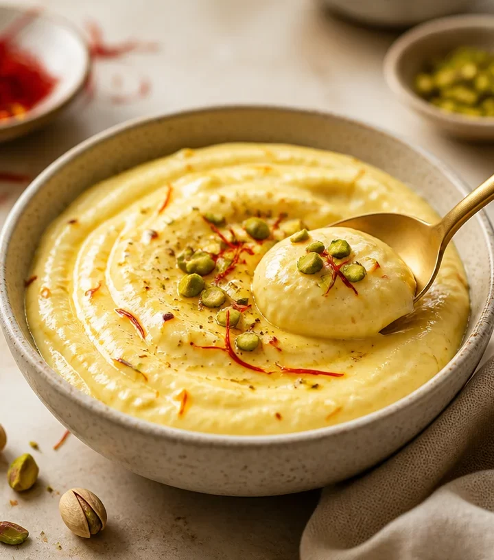 High-protein saffron vanilla cream for busy mornings