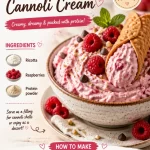 Delicious no-bake high-protein raspberry cannoli cream dessert